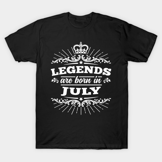 Legends Are Born In July T-Shirt by DetourShirts